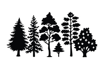 Obraz premium Forest silhouettes: a collection of forest silhouette, perfect for conveying the beauty of nature. 