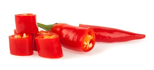 Hot red pepper isolated on white background.