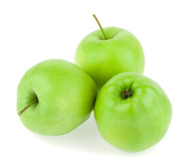 Green apples isolated on white background.
