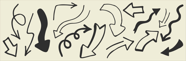 Hand drawn arrows set – sketch doodle direction icons