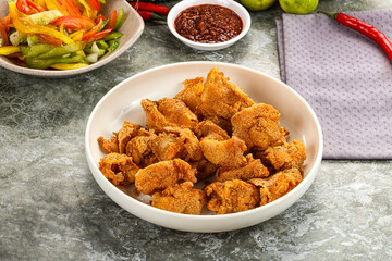 Golden crispy Breaded calamari snack