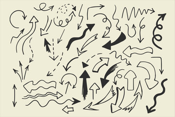 Hand drawn arrows set &ndash; sketch doodle direction icons