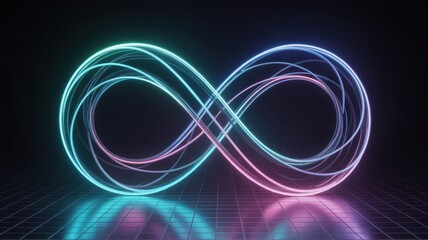 Infinity symbol neon light abstract shape