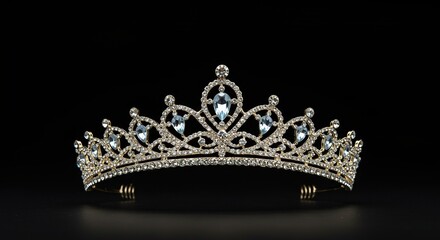 An exquisite tiara, gleaming with intricate details and sparkling jewels, symbolizing refined beauty and opulent celebration ,special ,ornate ,sparkling