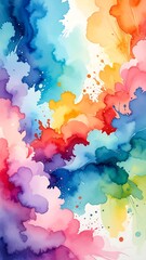 Vibrant Watercolor Abstract - A Symphony of Colors in Fluid Motion.