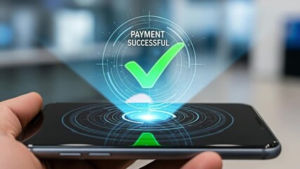 A smartphone is showing successful payment for the concept of digital payment and technology. - Powered by Adobe
