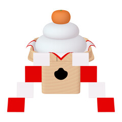 正月のイラスト素材　鏡餅　御幣付き（1_3）