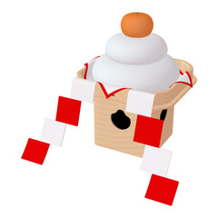 正月のイラスト素材　鏡餅　御幣付き（1_4）