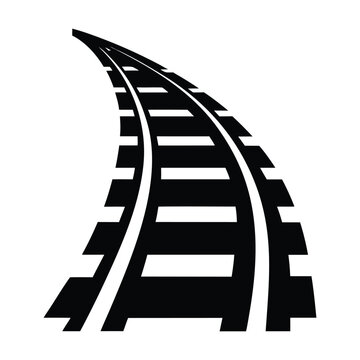 Black and white train tracks illustration for railway transportation and travel concept design vector