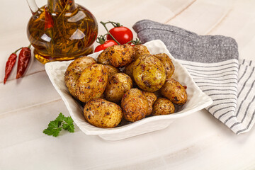 Baked mini potato with herbs