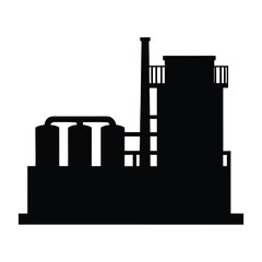 Industrial plant factory silhouette vector illustration for manufacturing and energy design needs