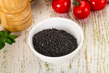 Black sesame seeds in the bowl