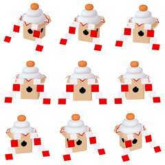 正月のイラスト素材　鏡餅　御幣付き（1）　カット九点セット