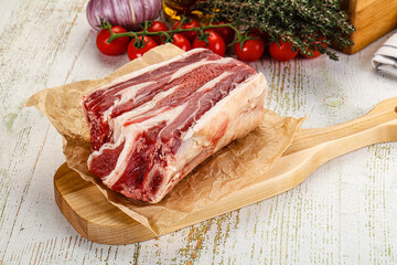 Raw beef ribs for cooking