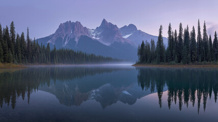 Almost nearly perfect reflection of the Rocky mountains in the Bow River. Near Canmore, Alberta Canada. Winter season is coming. Bear country. Beautiful landscape background concept.
