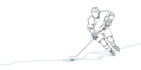 Fototapeta premium A hockey player is in the middle of a game, holding a hockey stick and wearing a helmet.