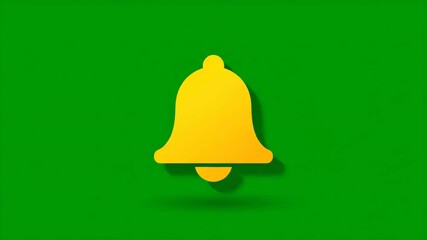 Animated notification bell ringing brightly on green background for apps and social media updates, reminders, and alerts in a dynamic video.