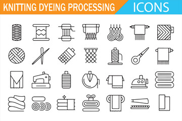 Fabric Crafting and Dyeing Process Line Icons – Modern Minimal Vector Pack