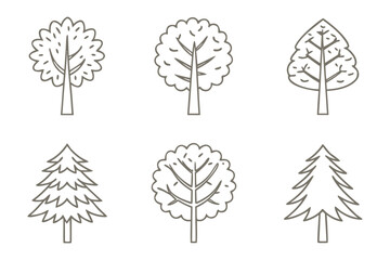 Array of Iconic Trees: A collection of various tree illustrations, each offering a unique design, showcasing the diversity of botanical beauty