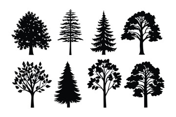 Silhouette Symphony: An array of diverse tree silhouettes, capturing the essence of nature's artistry, creates a stunning visual representation of the forest's varied inhabitants.