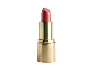 Closeup of a pink lipstick tube isolated on transparent background, perfect for beauty and makeup product shots, showcasing the color and texture of the cosmetic