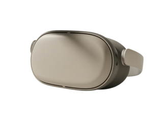 Closeup of a virtual reality headset isolated on transparent background, showcasing its sleek design and immersive technology for gaming and entertainment experiences