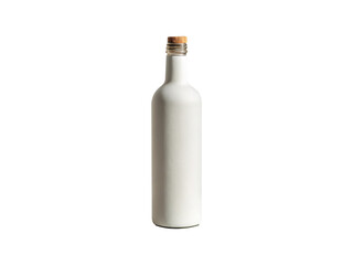 Elegant white wine bottle with a cork stopper, isolated on transparent background, perfect for showcasing your brand or product in a clean and minimalist style, ideal for mockups and presentations