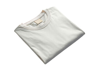 Folded white tshirt isolated on transparent background, a versatile and essential wardrobe staple for casual wear, offering comfort and style in its simple design