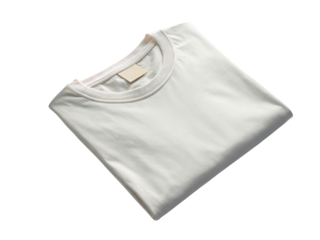 Folded white tshirt isolated on transparent background, a versatile and essential wardrobe staple for casual wear, offering comfort and style in its simple design