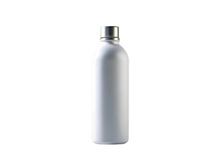 Sleek white reusable water bottle isolated on transparent background, perfect for staying hydrated in style and reducing plastic waste with its minimalist design and durable construction