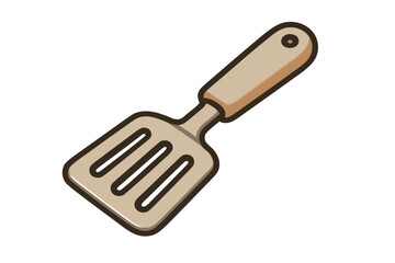 Simple Slotted Spatula Illustration for Kitchen & Culinary Design