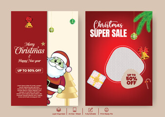 Modern Christmas and Happy New Year Celebration Party print Flyer and Poster Template, Festive A4 poster Design for Holiday Christmas Event, Invitation, Promotion with 3d Santa illustration