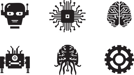 Obraz premium Artificial intelligence concepts and machine learning technology vector illustration set for modern design.