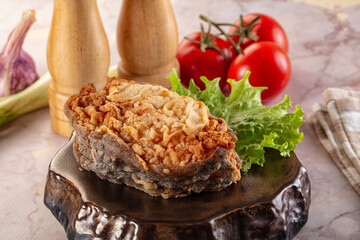 Roasted cod fish fillet piece