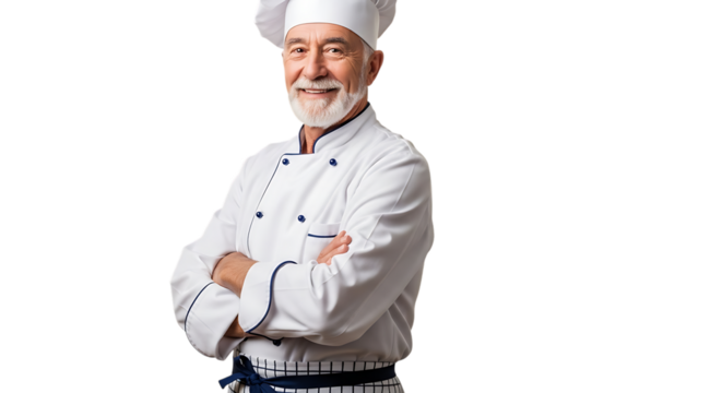 Smiling chef with arms crossed isolated on transparent background