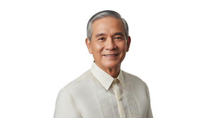 Portrait of a smiling senior man in formal attire isolated on transparent background