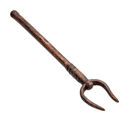 Obraz premium Rusty garden tool fork gardening metal equipment nature isolated on transparent background