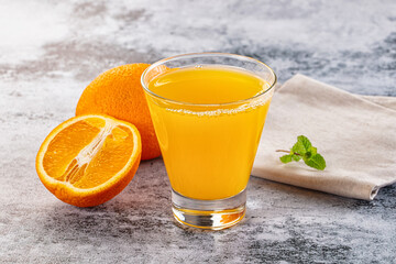 Fresh orange juice in the glass