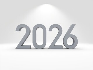 Bold 2026 numerals in modern 3D render, perfect for new year greetings, business planning, and futuristic concepts