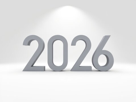 Bold 2026 numerals in modern 3D render, perfect for new year greetings, business planning, and futuristic concepts