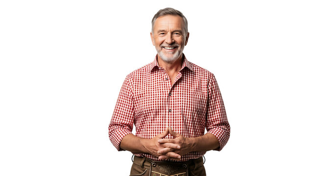 Smiling man in traditional shirt isolated on transparent background