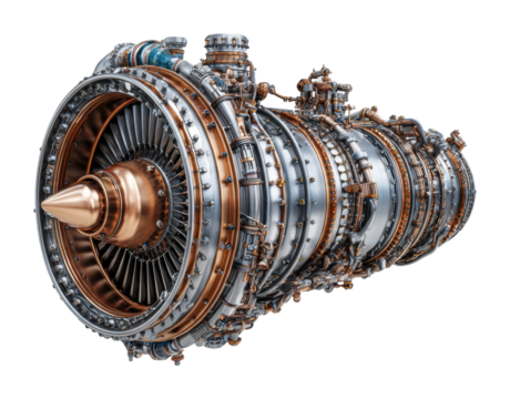 Engine components disassembled workshop industrial machinery isolated on transparent background