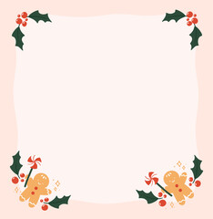 Gingerbread man vector frame  illustration
