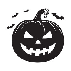 Dark Halloween Pumpkin Icon with Sinister Expression Art