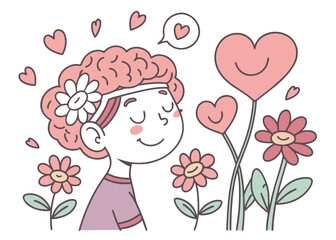 Cartoon Mental Health and Self-Care Vector Illustration