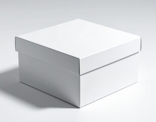 Fototapeta premium A versatile, pristine white cardboard box with a lid, offering a minimalist concept for packaging, gifting, or product presentation, ready for customization and branding