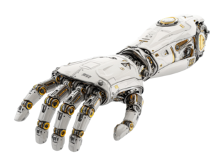 Innovative robotic hand design tech futuristic view isolated on transparent background
