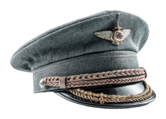 Historical military cap display museum exhibit cultural artifact isolated on transparent background