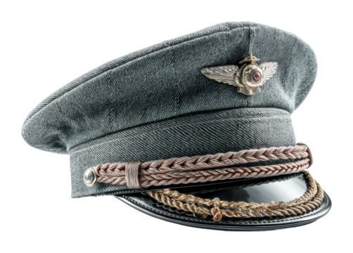 Historical military cap display museum exhibit cultural artifact isolated on transparent background