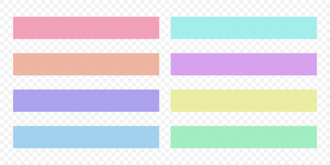 Collection of vibrant dotted rectangular tapes stickers in various pastel shades 
